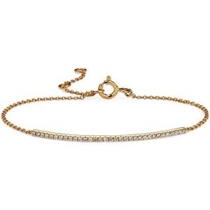 Delicate Diamond Bar Bracelet in 14k Yellow Gold